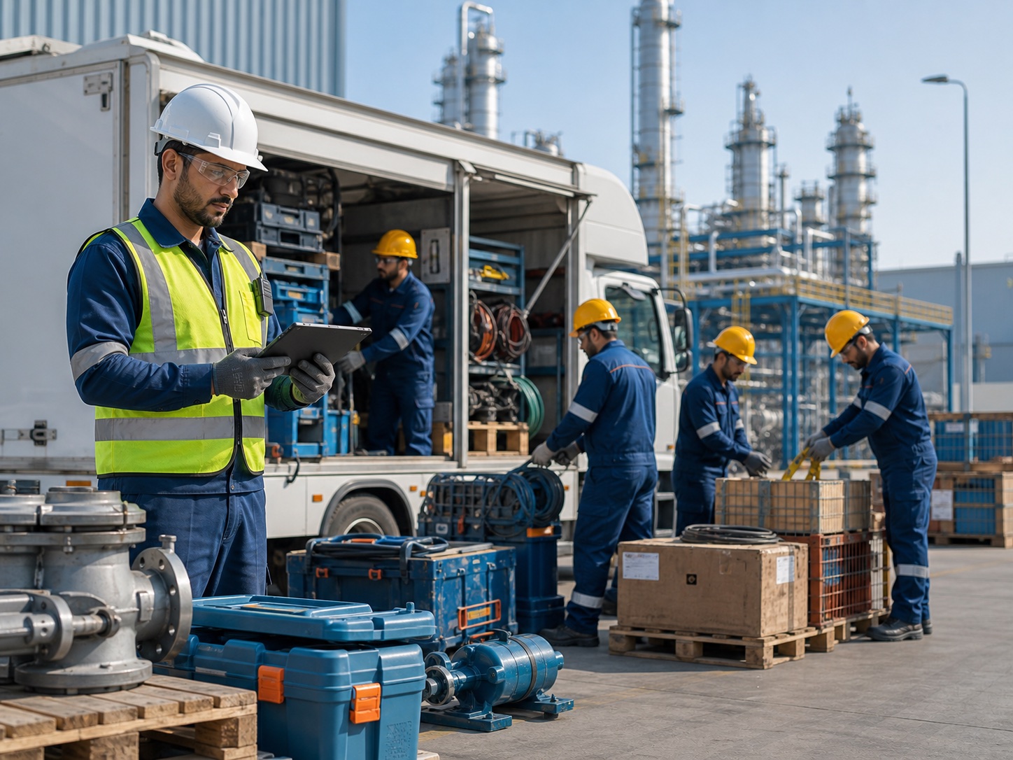Industrial delivery team preparing for mobilization